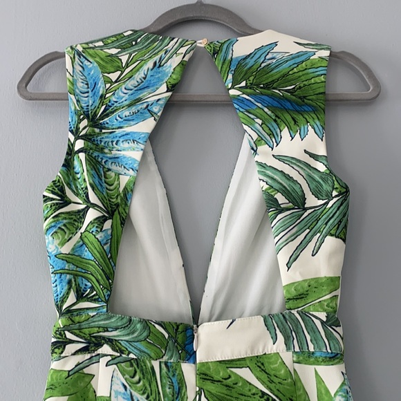 Lucy Paris sleeveless romper tropical Palm tree print deep v cutout back size XS - Picture 7 of 8